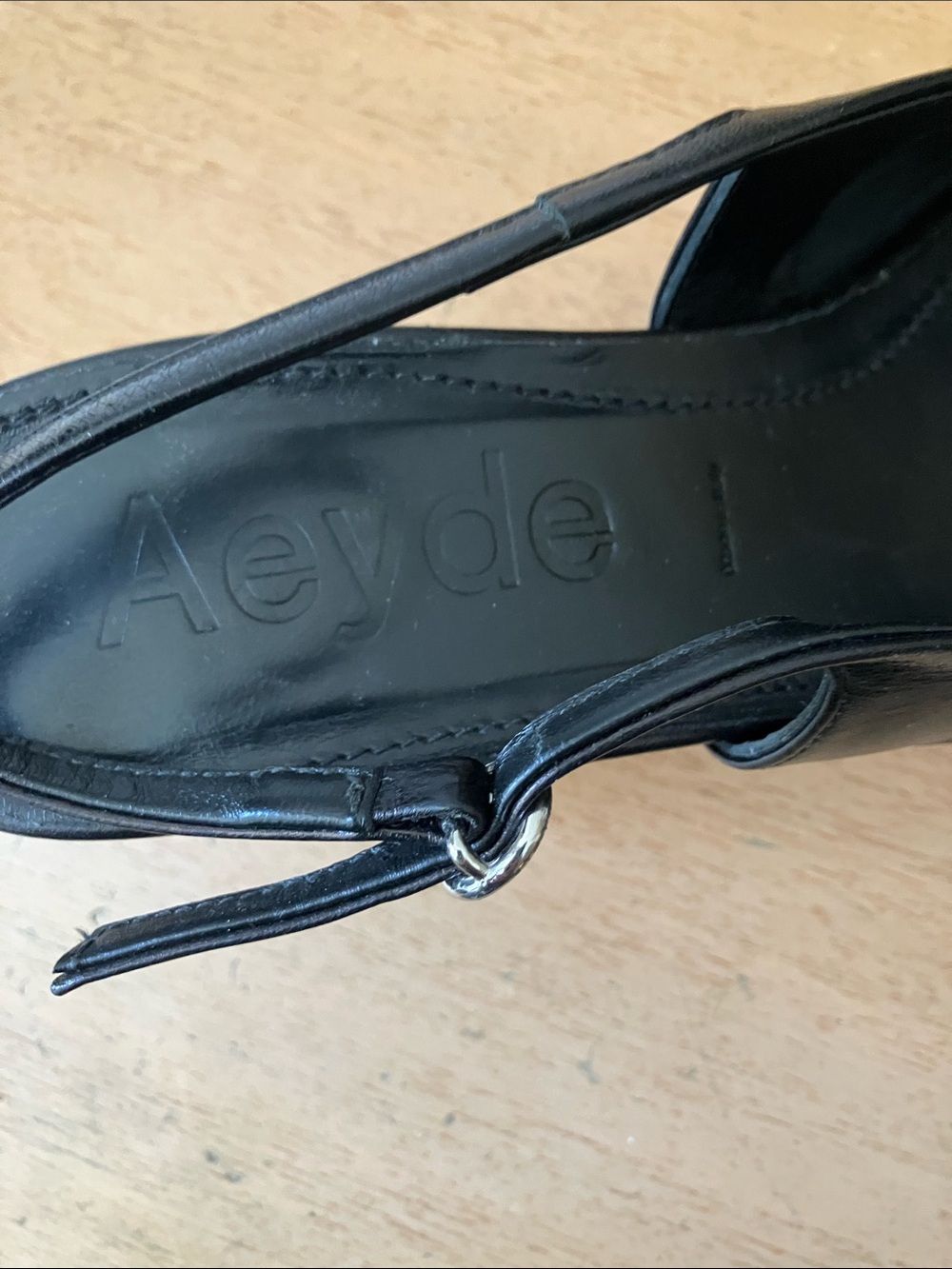 Aeyde, black open back, square toe, pump size 7 1/2 - Picture 7 of 7
